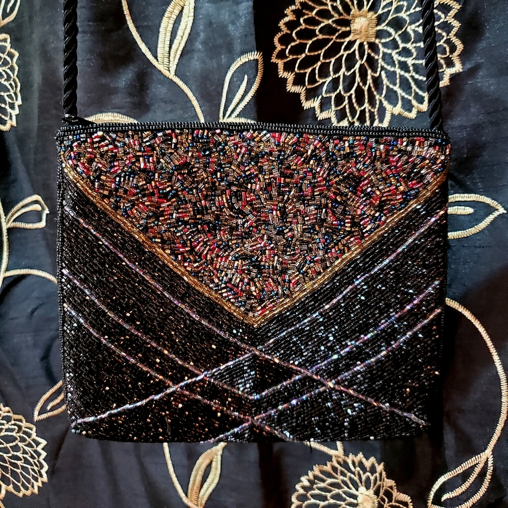 Beaded chevron purse